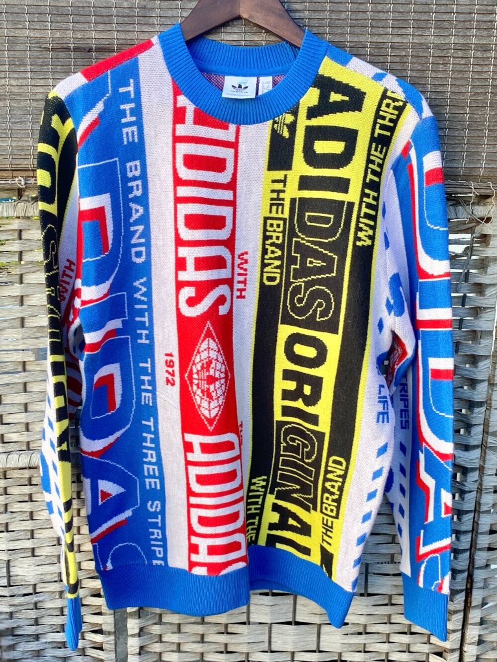 Adidas Originals Scarf Knit Crew Sweater ED6138 Men XS All Over Print Pullover